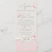 Roze & Ivoren Vlinders en Kant Menu (Achterkant)