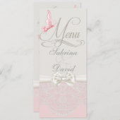 Roze & Ivoren Vlinders en Kant Menu (Voorkant / Achterkant)