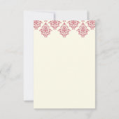 Roze Ivory Arabesk Damast Bloem Bruiloft RSVP Kaart (Achterkant)