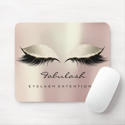 Roze ivory Glitter Name Beauty Lashes Makeup Muismat (Met muis)