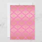 Roze, Ivory, Gold Glitter, Damask Wedding Invite Kaart (Achterkant)