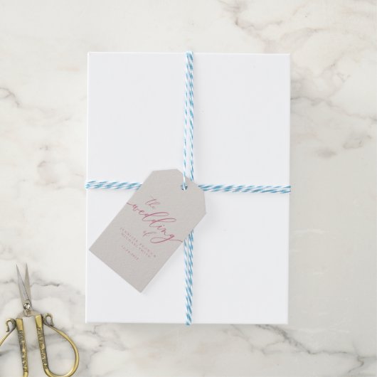 Roze Ivory Huwelijk Script Cadeaulabel (Met Touw)