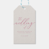 Roze Ivory Huwelijk Script Cadeaulabel (Voorkant)