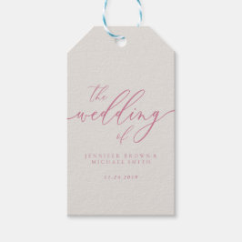Roze Ivory Huwelijk Script Cadeaulabel