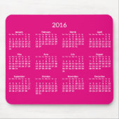 Roze jaarlijkse 2016 kalender muismatten (Voorkant)