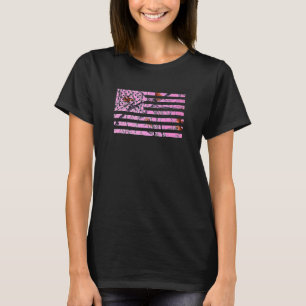 Roze jacht camouflage vlag patroon Amerikaans USA T-shirt