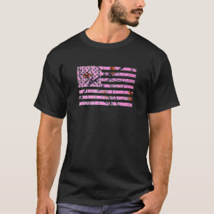 Roze jacht camouflage vlag patroon Amerikaans USA T-shirt