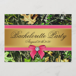 Roze jachtcamo-bachelorette kaart