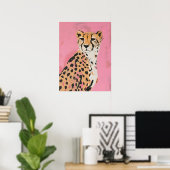 Roze Jachtluipaard Kunstprint – Moderne Safari Muu Poster (Thuiskantoor)
