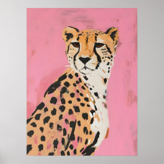 Roze Jachtluipaard Kunstprint – Moderne Safari Muu Poster