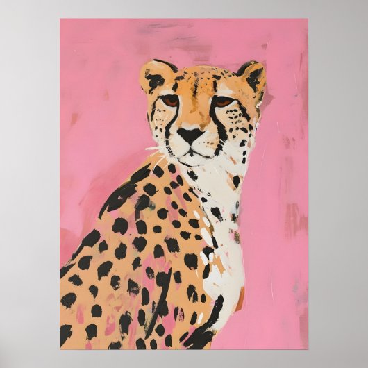 Roze Jachtluipaard Kunstprint – Moderne Safari Muu Poster (Voorkant)