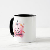 Roze Jack-O' Lantaarn Modern Halloween Mok (Voorkant links)