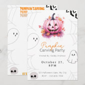 Roze Jack-O' Lantaarn Pompoen Carving Party Kaart (Voorkant / Achterkant)