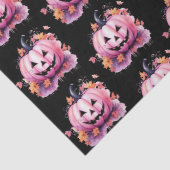 Roze Jack-O' lantaarn Sinaasappel bladeren zwart H Tissuepapier (Detail)