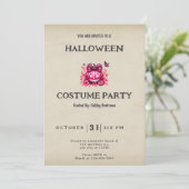 Roze Jack-O' Lantaarnbloemen  Halloween Kaart (Staand voorkant)