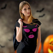 Roze Jack-o'-Lantern met Wimpers Halloween T-shirt