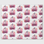 Roze Jack-O' Lantern Oranje Bladeren Witte Hallowe Cadeaupapier (Vlak)