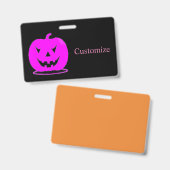 Roze Jack o'lantern Halloween Thunder_Cove Badge (Voor- en achterkant)
