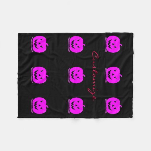 Roze Jack o'lantern Halloween Thunder_Cove Fleece Deken (Voorkant (Horizontaal))