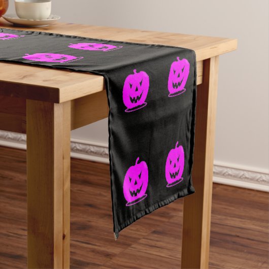 Roze Jack o'lantern Halloween Thunder_Cove Korte Tafelloper (Voorbeeld)