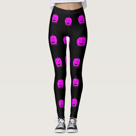 Roze Jack o'lantern Halloween Thunder_Cove Leggings (Voorkant)