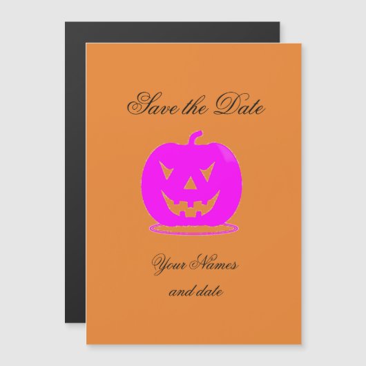 Roze Jack o'lantern Halloween Thunder_Cove Magnetische Uitnodiging (Voorkant / Achterkant)
