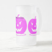 Roze Jack o'lantern Halloween Thunder_Cove Matglas Bierpul (Voorkant rechts)