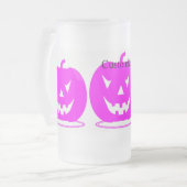 Roze Jack o'lantern Halloween Thunder_Cove Matglas Bierpul (Voorkant links)