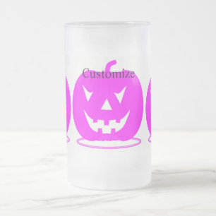 Roze Jack o'lantern Halloween Thunder_Cove Matglas Bierpul