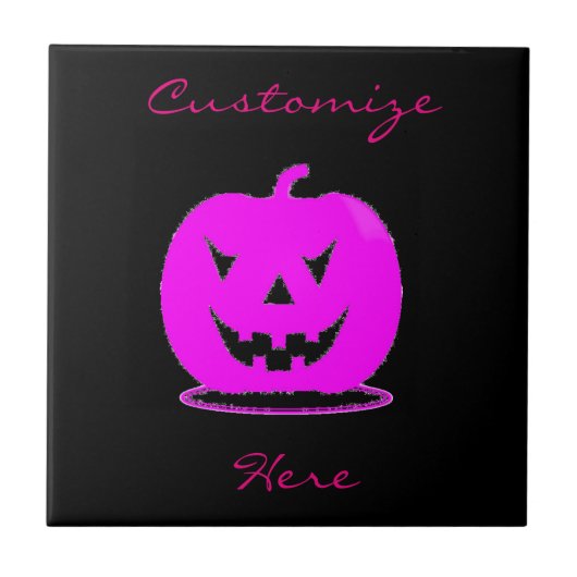 Roze Jack o'lantern Halloween Thunder_Cove Tegeltje (Voorkant)