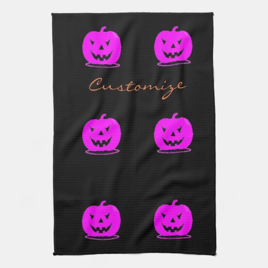 Roze Jack o'lantern Halloween Thunder_Cove Theedoek (Verticaal)