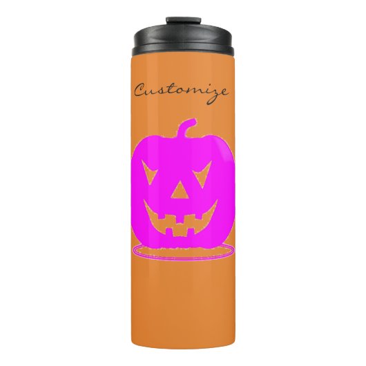 Roze Jack o'lantern Halloween Thunder_Cove Thermosbeker (Voorkant)