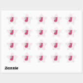 Roze Jackrabbit Monogram Letter J Gingham Ster Sticker (Vel)