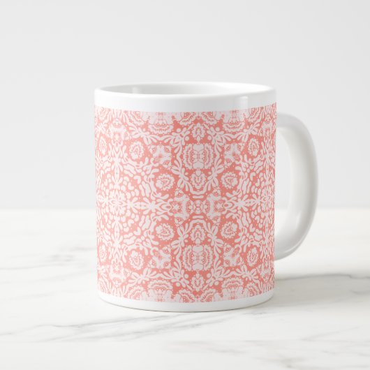 Roze Jacquard Design Jumbo Mok (Voorkant rechts)