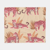 Roze Jaguar: Schattige  naadloos Fleece Deken (Voorkant (Horizontaal))