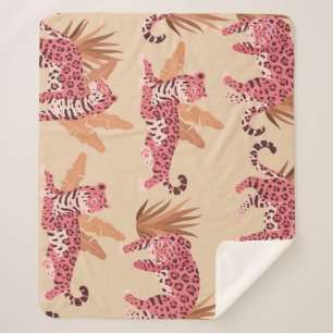 Roze Jaguar: Schattige  naadloos Sherpa Deken
