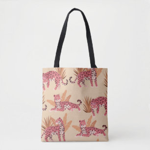 Roze Jaguar: Schattige naadloos Tote Bag