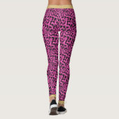 Roze jaguar Skin Print Gold Glitter Chic Monogram Leggings (Achterkant)