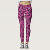 Roze jaguar Skin Print Gold Glitter Chic Monogram Leggings (Voorkant)
