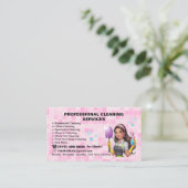 Roze Janitorial House schoonmaakservice Visitekaartje (Staand voorkant)