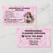 Roze Janitorial House schoonmaakservice Visitekaartje (Voorkant / Achterkant)