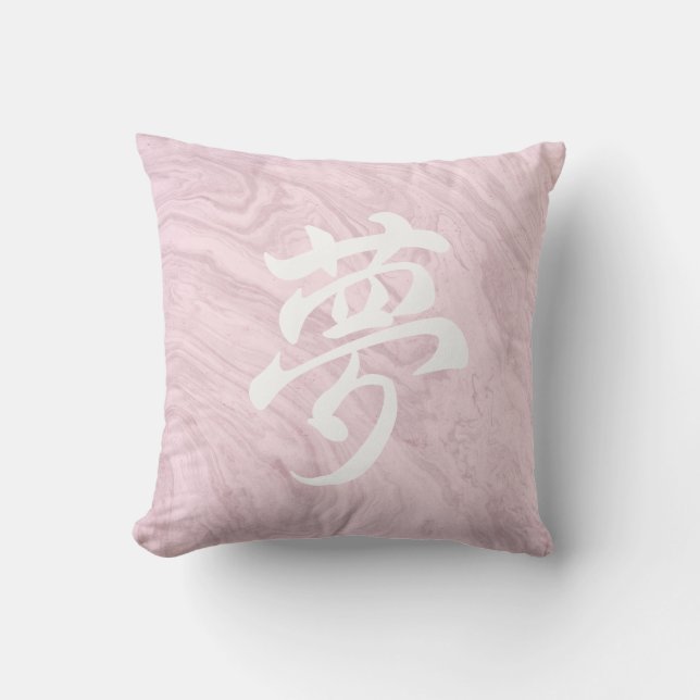 Roze Japandi Droom Kanji Kussen (Voorkant)