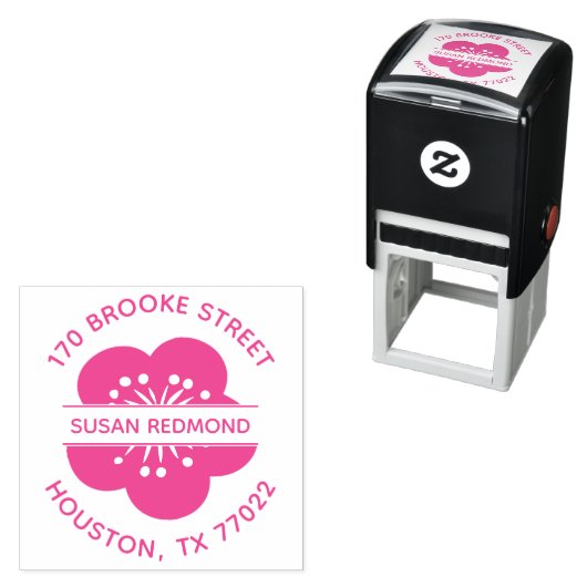 Roze Japans Kersen Bloem Rond Retouradres Zelfinktende Stempel (In situ)