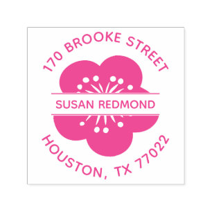 Roze Japans Kersen Bloem Rond Retouradres Zelfinktende Stempel