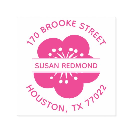 Roze Japans Kersen Bloem Rond Retouradres Zelfinktende Stempel (Design)