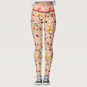 Roze Japans Maneki Neko Kat en Sushi Leggings (Voorkant)