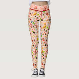 Roze Japans Maneki Neko Kat en Sushi Leggings