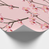 Roze Japans Sakura Bloom Branch Flower Pattern Cadeaupapier (Hoek)