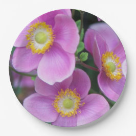 Roze Japanse anemones Floral Papieren Bordje