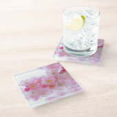 Roze Japanse Cherry Blossom Glazen Onderzetter (Schuin)